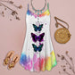 Butterfly Fresh We Love It V-Neck Sleeveless Cami Dress For Summer Events And Colorful Daily Fashion