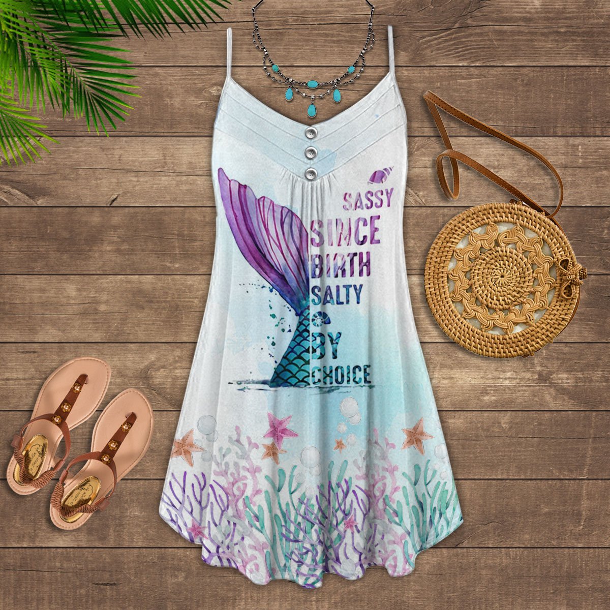 Sassy Mermaid V-Neck Sleeveless Cami Dress For Ocean Lovers And Sunny Getaways