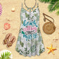 Beach Calling Must Go V-Neck Sleeveless Cami Dress For Ocean Lovers And Sunny Getaways