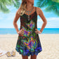 Colorful Butterfly In Night V-Neck Sleeveless Cami Dress For Nature Lovers And Thoughtful Gifting