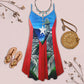 Puerto Rico Beach V-Neck Sleeveless Cami Dress For Tropical Parties And Casual Everyday Style