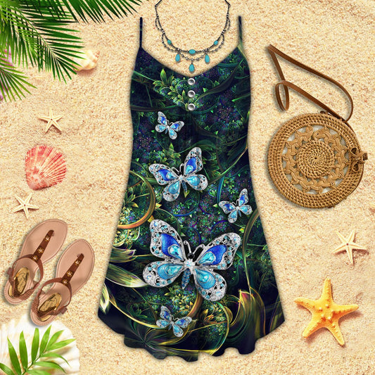 Butterfly Soft Color Limited – Women's Summer Sleeveless V-Neck Camisole Dress