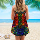Colorful Butterfly V-Neck Sleeveless Cami Dress For Garden Parties And Relaxed Summer Wear
