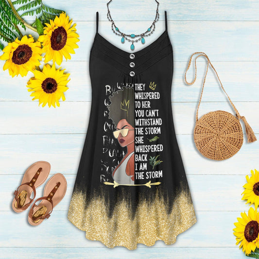 Black Women Storm Mood Limited – Women's Summer Sleeveless V-Neck Camisole Dress