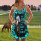 Horse Faith V-Neck Sleeveless Cami Dress For Festivals And Relaxed Daily Fashion