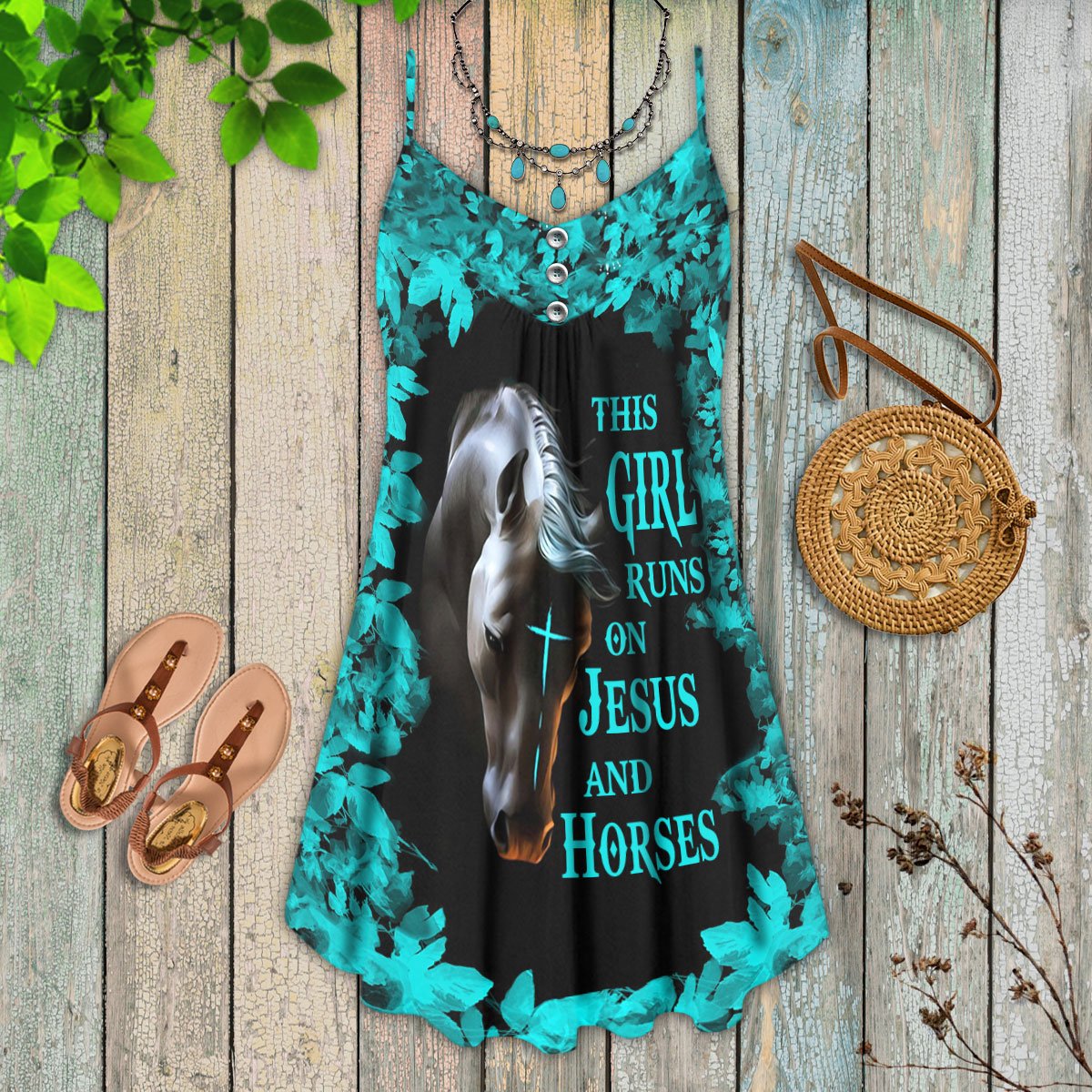 Horse Faith This Girl V-Neck Sleeveless Cami Dress For Outdoor Events And Thoughtful Gifting
