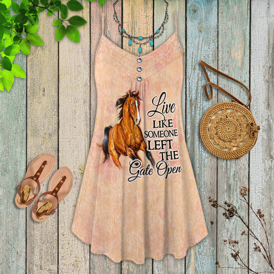 Horse Live Free Classic Limited – Women's Summer Sleeveless V-Neck Camisole Dress