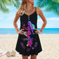 Mermaid Salty V-Neck Sleeveless Cami Dress For Coastal Travel And Relaxed Summer Wear