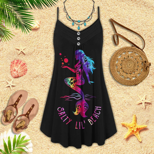 Mermaid Salty Ocean Limited – Women's Summer Sleeveless V-Neck Camisole Dress