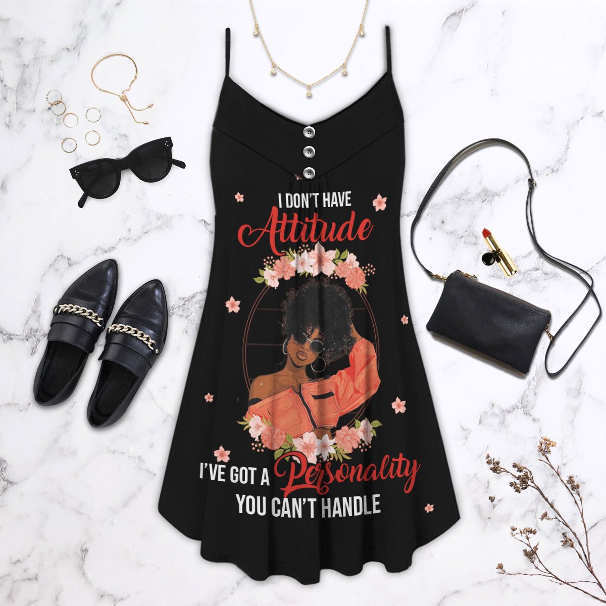 Black V-Neck Sleeveless Cami Dress For Weekend Travel And Expressive Casual Fashion