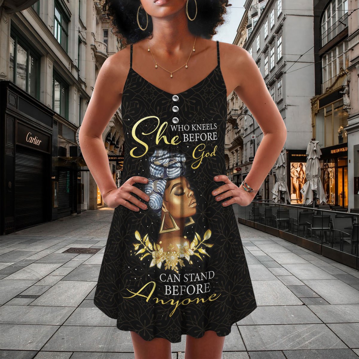 Black Faith V-Neck Sleeveless Cami Dress For Parties And Relaxed Everyday Styling