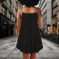 Black She Who Kneels Before God V-Neck Sleeveless Cami Dress For Summer Vacations And Casual Everyday Wear