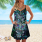 Butterfly Purple Play All Night V-Neck Sleeveless Cami Dress For Travel And Comfortable Botanical Styling