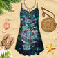 Butterfly Purple Play All Night V-Neck Sleeveless Cami Dress For Travel And Comfortable Botanical Styling