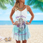 Wife Mom Mermaid V-Neck Sleeveless Cami Dress For Tropical Parties And Casual Everyday Style