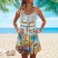 Beach Souls V-Neck Sleeveless Cami Dress For Tropical Parties And Casual Everyday Style