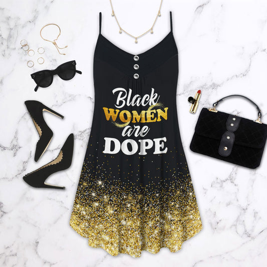 Dope Black V-Neck Sleeveless Cami Dress For Festivals And Relaxed Warm Weather Style