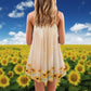 Sunflower Butterfly V-Neck Sleeveless Cami Dress For Floral Vacations And Casual Everyday Style