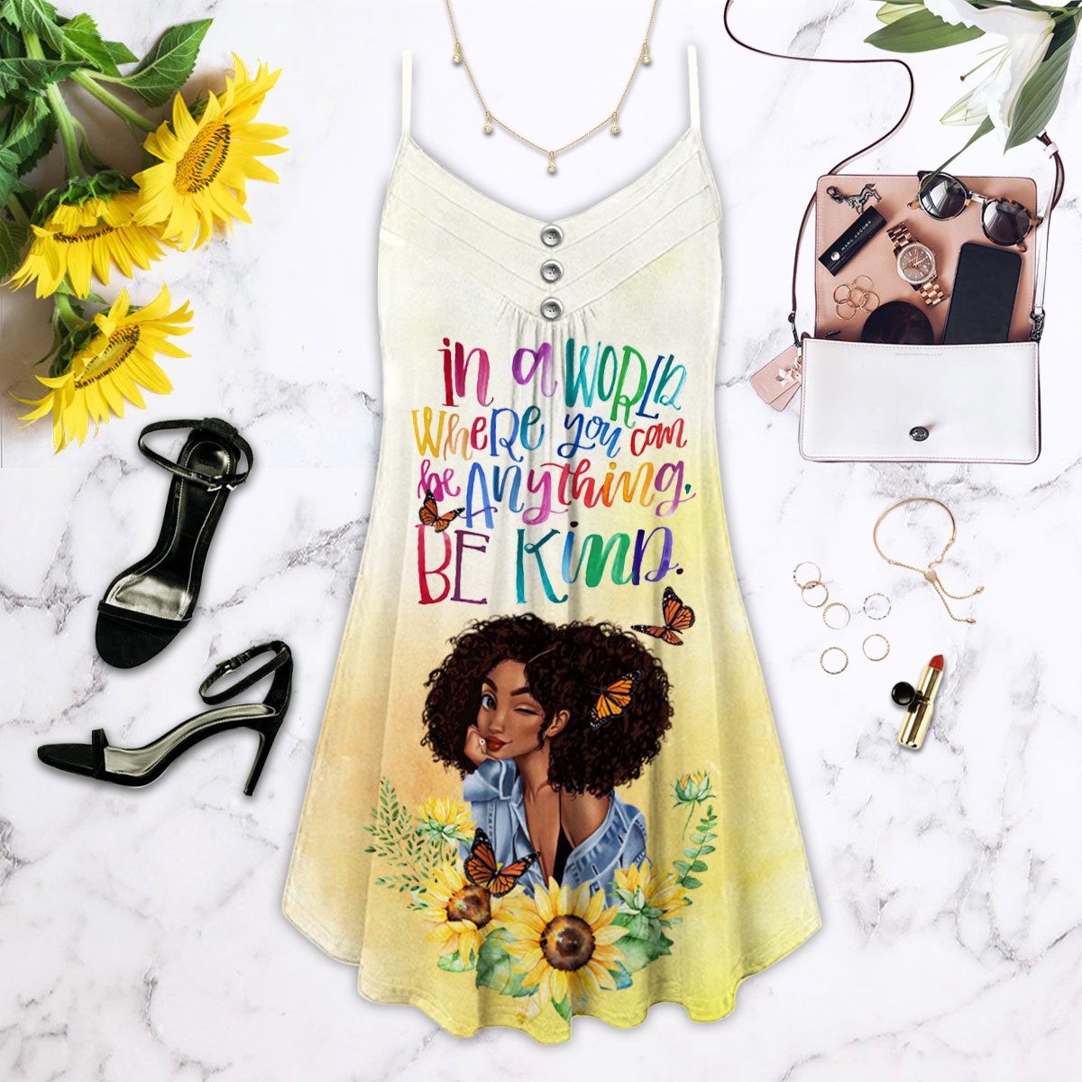 Black Be Kind V-Neck Sleeveless Cami Dress For Outdoor Events And Comfortable Summer Outfits