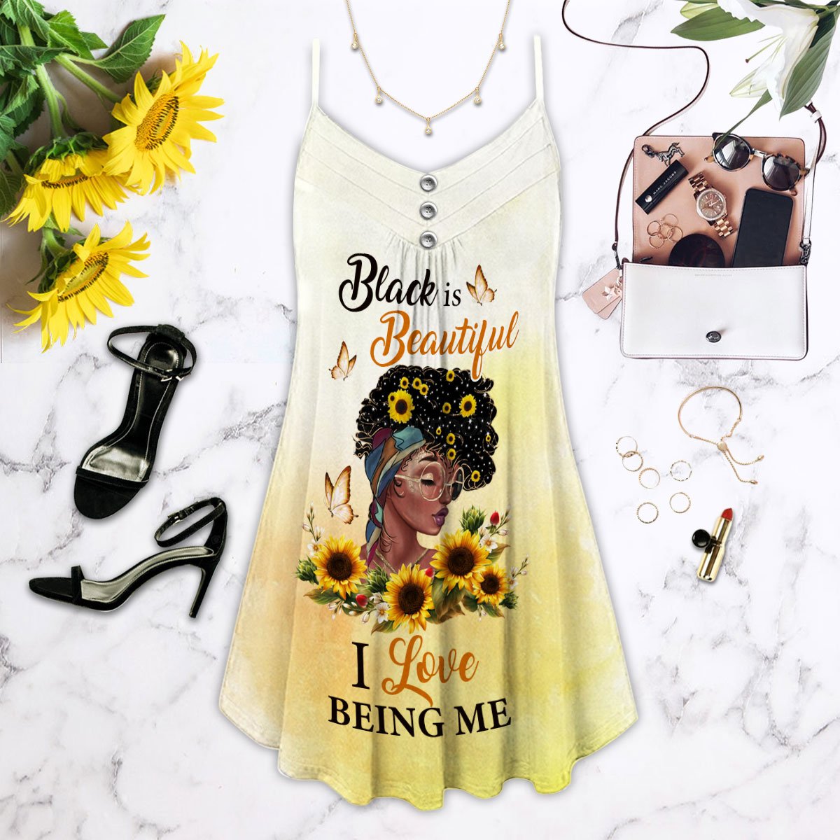 Beautiful Black V-Neck Sleeveless Cami Dress For Weekend Travel And Expressive Casual Fashion