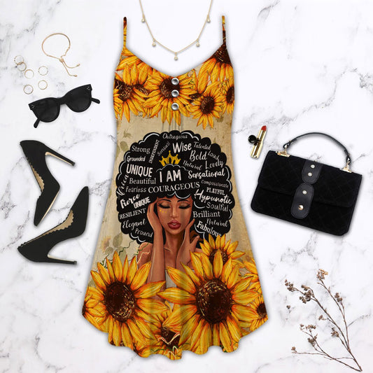 Black Women Faith Message Limited – Women's Summer Sleeveless V-Neck Camisole Dress