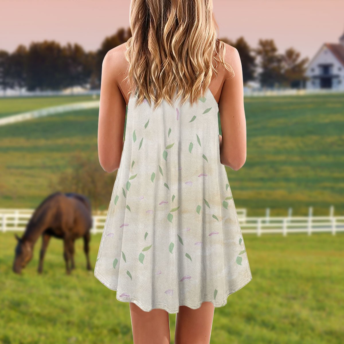 Horse Hoof Prints On My Heart V-Neck Sleeveless Cami Dress For Beach Trips And Charming Warm Weather Outfits