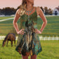 Horse V-Neck Sleeveless Cami Dress For Festivals And Relaxed Daily Fashion