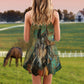Horse V-Neck Sleeveless Cami Dress For Festivals And Relaxed Daily Fashion