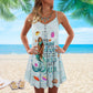 Mermaid She Dreams On Ocean V-Neck Sleeveless Cami Dress For Ocean Lovers And Sunny Getaways