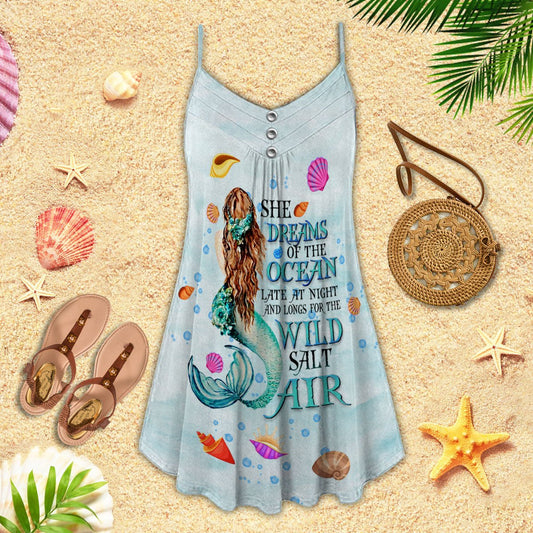 Mermaid Dream Ocean Limited – Women's Summer Sleeveless V-Neck Camisole Dress