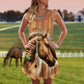 Native Horse Leather Color V-Neck Sleeveless Cami Dress For Travel And Comfortable Summer Styling