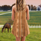 Native Horse Leather Color V-Neck Sleeveless Cami Dress For Travel And Comfortable Summer Styling