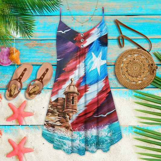 Caribbean Beach Style Limited – Women's Summer Sleeveless V-Neck Camisole Dress