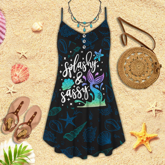 Splashy Mermaid Vibe Limited – Women's Summer Sleeveless V-Neck Camisole Dress