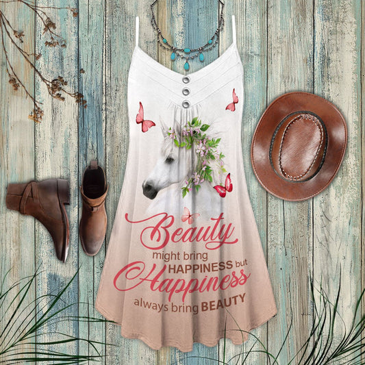 Horse Beauty And Butterfly – Women's Summer Sleeveless V-Neck Camisole Dress