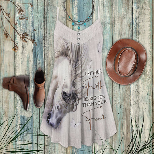White Horse Faith Theme Limited – Women's Summer Sleeveless V-Neck Camisole Dress