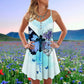 Blue Butterfly Faith V-Neck Sleeveless Cami Dress For Travel And Comfortable Botanical Styling