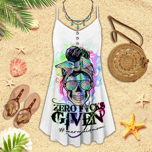 Mermaid Skull Theme Limited – Women's Summer Sleeveless V-Neck Camisole Dress
