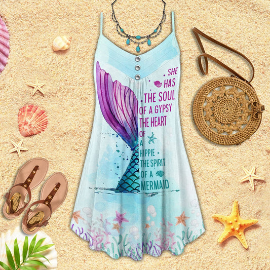 Mermaid Spirit Ocean Limited – Women's Summer Sleeveless V-Neck Camisole Dress