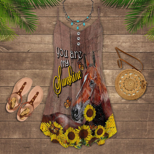 Horse You Are My Sunshine – Women's Summer Sleeveless V-Neck Camisole Dress