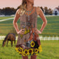 Sunflower Horse Sunshine V-Neck Sleeveless Cami Dress For Travel And Comfortable Botanical Styling
