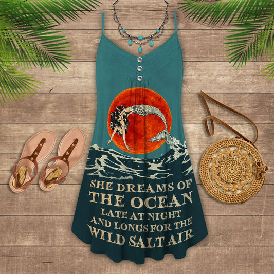 Mermaid Ocean Dream V-Neck Sleeveless Cami Dress For Island Holidays And Thoughtful Gifting
