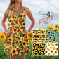 Artistic Sunflower V-Neck Sleeveless Cami Dress For Summer Events And Colorful Daily Fashion