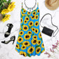 Sunflower V-Neck Sleeveless Cami Dress For Travel And Comfortable Botanical Styling