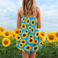 Sunflower V-Neck Sleeveless Cami Dress For Travel And Comfortable Botanical Styling