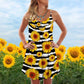 Sunflower V-Neck Sleeveless Cami Dress For Garden Parties And Relaxed Summer Wear