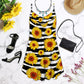 Sunflower V-Neck Sleeveless Cami Dress For Garden Parties And Relaxed Summer Wear