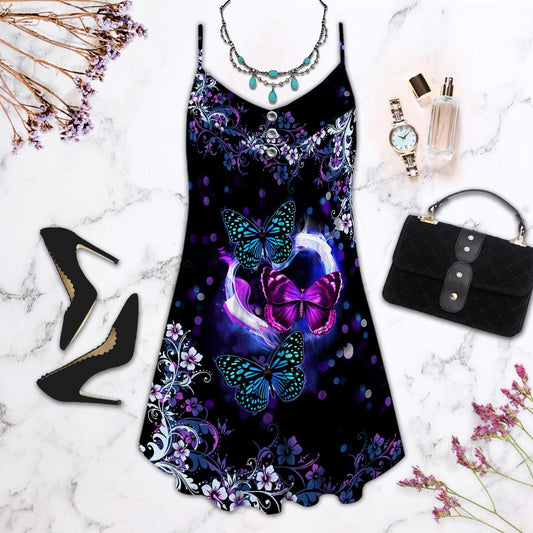 Butterfly Spaghetti Style Limited 1 – Women's Summer Sleeveless V-Neck Camisole Dress