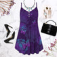 Purple Butterfly Mandala V-Neck Sleeveless Cami Dress For Summer Events And Colorful Daily Fashion
