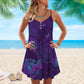 Butterfly Mandala V-Neck Sleeveless Cami Dress For Travel And Comfortable Botanical Styling